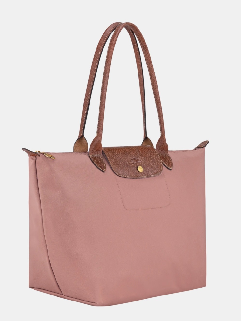 Longchamp Le Pliage Tote in Dusty Rose with Brown Trim large - Picture 2 of 5